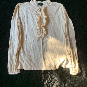 Lauren ruffled cotton blouse